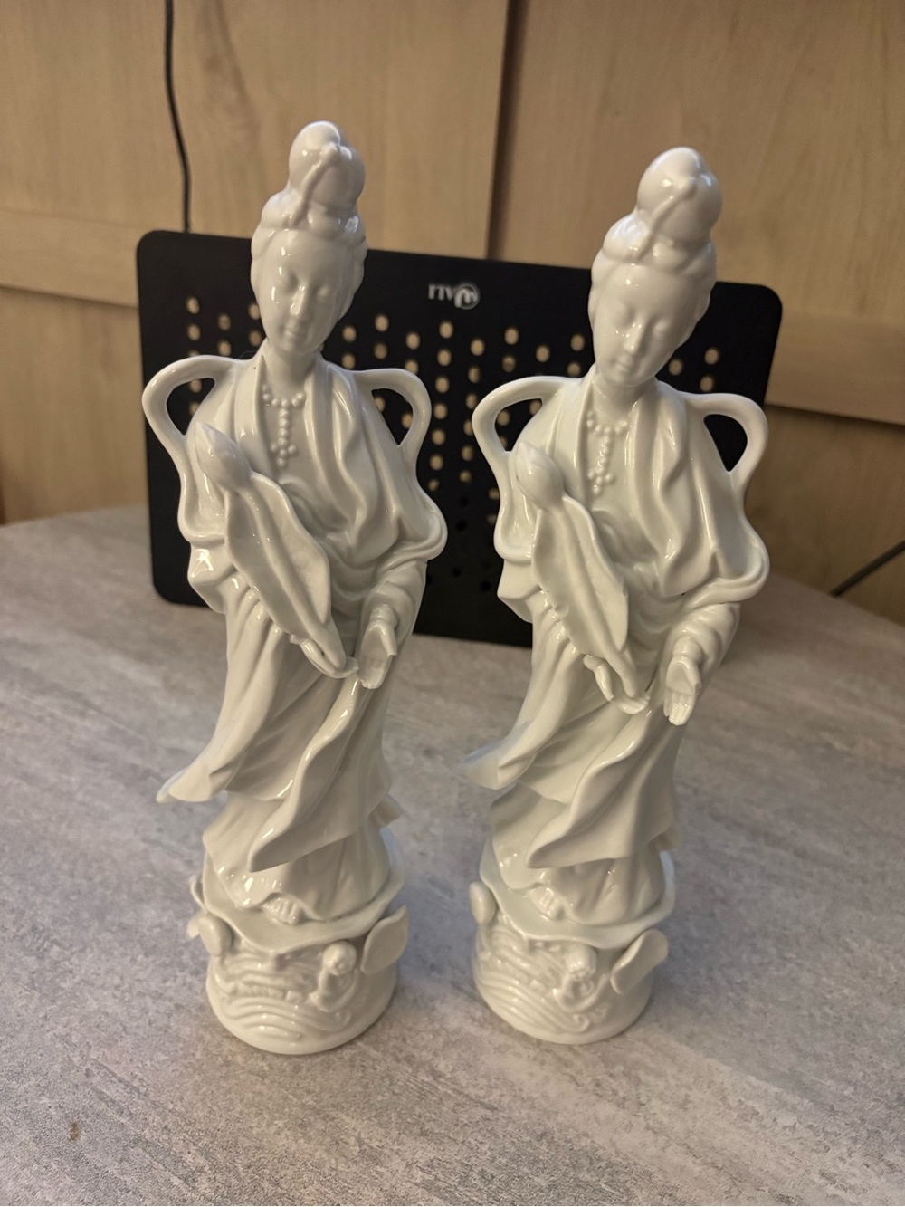 SET- White Ceramic Figurine Pair - Elegant Home Accent